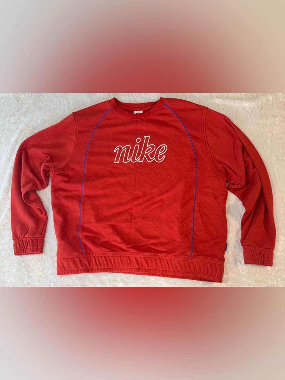 Nike Rust Crewneck Sweatshirt with Blue Piping